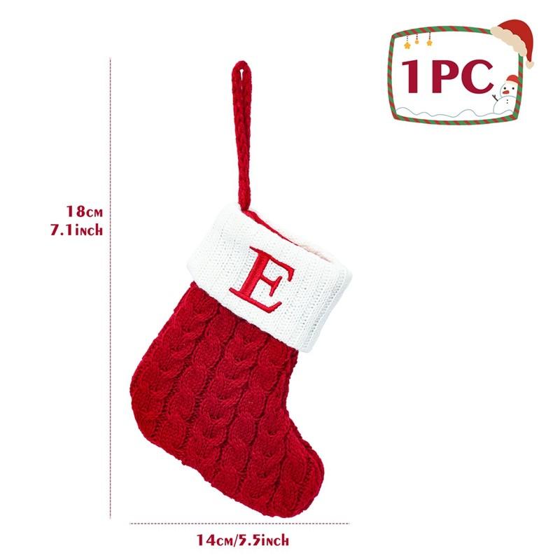 Christmas Socks Red Snowflake Alphabet Letters Knitting Stocking Christmas Tree Pendant Decoration For Home Xmas New Year Gift