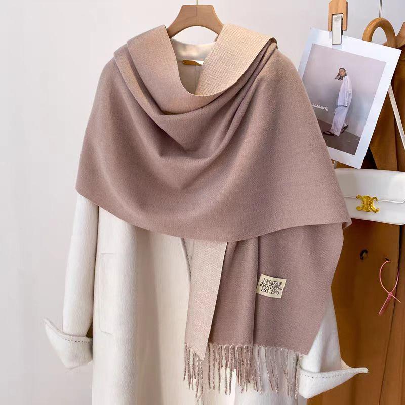 Winter Cashmere Women Scarf Female Luxury Scarves Lady Tassel Bandana Women Solid Shawl Wraps Foulard Tippet Pashmina