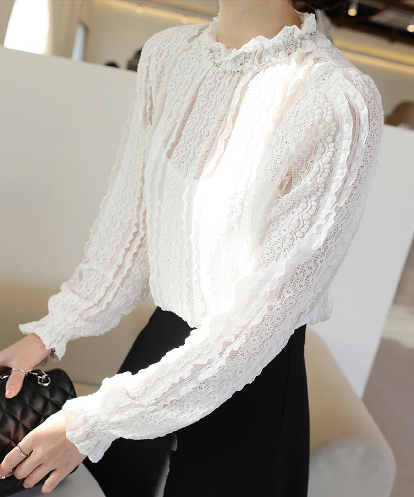 Ppaeppae Banded Frill Lace Blouse