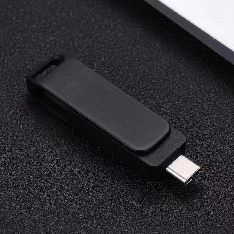

Металлический USB-флеш-накопитель двойного назначения - вращающийся высокоскоростной USB 3.0 Type-C, 256 ГБ для компьютера, 64 ГБ для мобильного телефона USB3.0 64GB чёрный