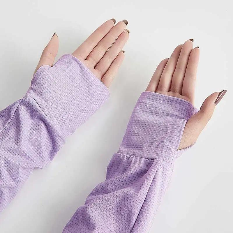 Women's Summer Long Sleeve Breathable Sunscreen Ice Silk Jacket Thin Hooded Casual Top