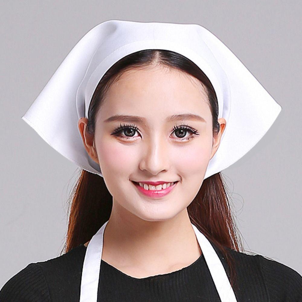 Cotton Kitchen Work Cap Triangle Waitress Hat Catering Cooking Cap Chef Hat  Chef
