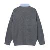 V-neck Knit Cardigan Preppy Vintage Colorblock Fake 2-piece Long Sleeve Casual Outerwear Teens