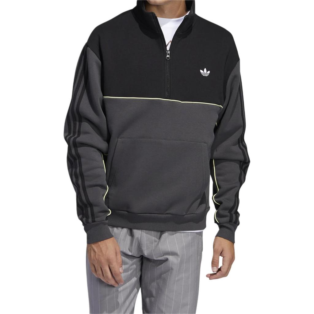 adidas Originals Mod Half Zip Stand Collar Sweatshirt Jacket Men Outerwear Black FM1403