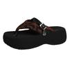 Summer new leopard print thick-soled flip-flops women wear pinch feet beach muffin bottom Roman cool slippers women