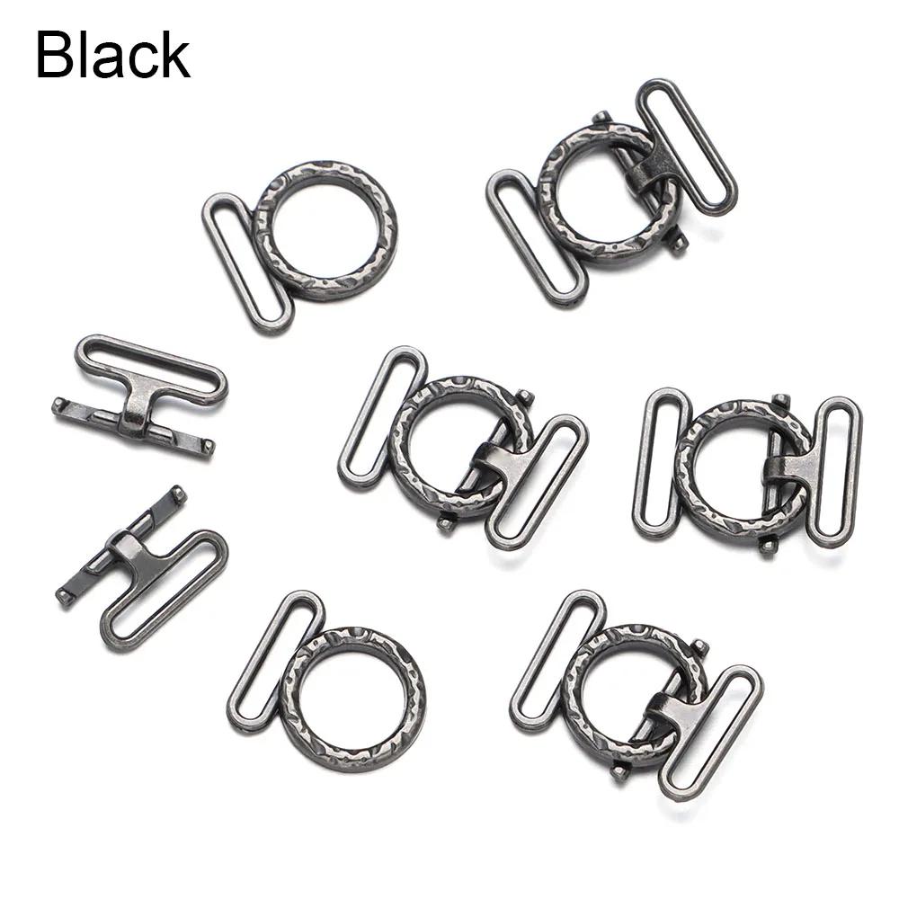 10Sets Metal Belt Buckles Mini Buttons Dolls Waistband Buckle Clip Tiny Buttons For Doll Clothes Bags Sewing Tri-glide Buckle