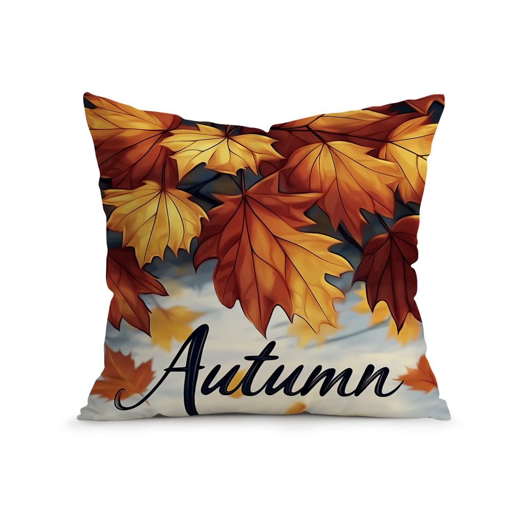 Home Decor Fall-Themed Pumpkin and Leaf Decorative Pillows Pattern Cushion Cover Suitable for Sofa Bedroom Car Pillow Cover