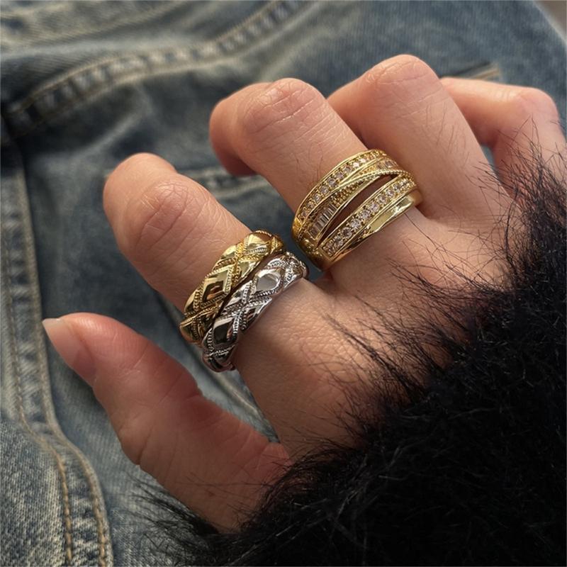 Elegant Gold and Silver Stackable Rings Set for Women 14K Gold Plated with Zirconia Portable for Everyday Wear
