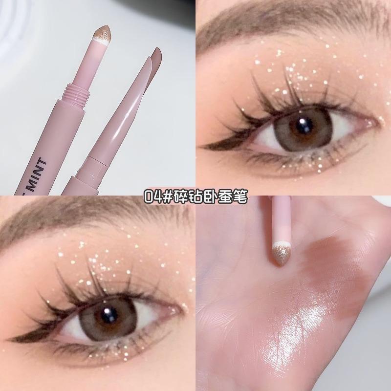 Double Head Curved Moon Silkworm Pencil Highlight Contour Waterproof Smudge Proof Makeup