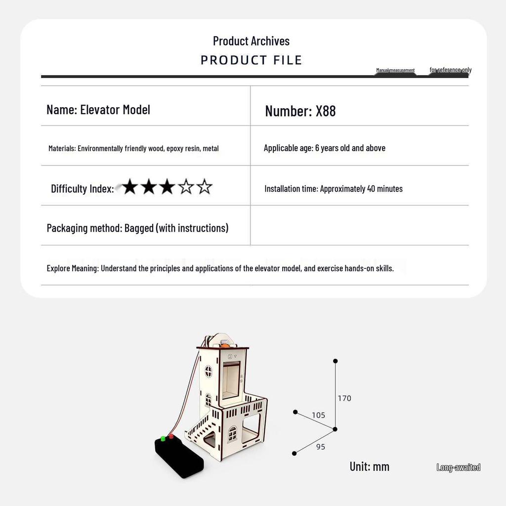 Remote Control Elevator Model Kit for Kids - Science & Technology DIY Project
