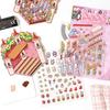Kawaii Mini Cartoon Rainbow Castle Cabin Landscape Stickers Visual 3D Stacking Miniature Scene Pocket Cabin Children Stickers