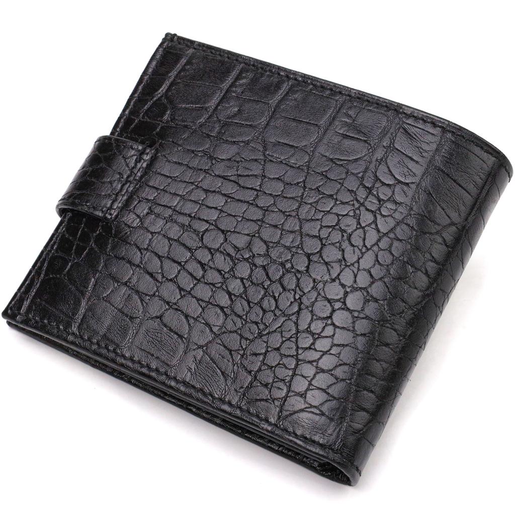 Men's Original Horizontal Format Wallet Made of Genuine Leather with Crocodile Embossing CANPELLINI 21768 Black