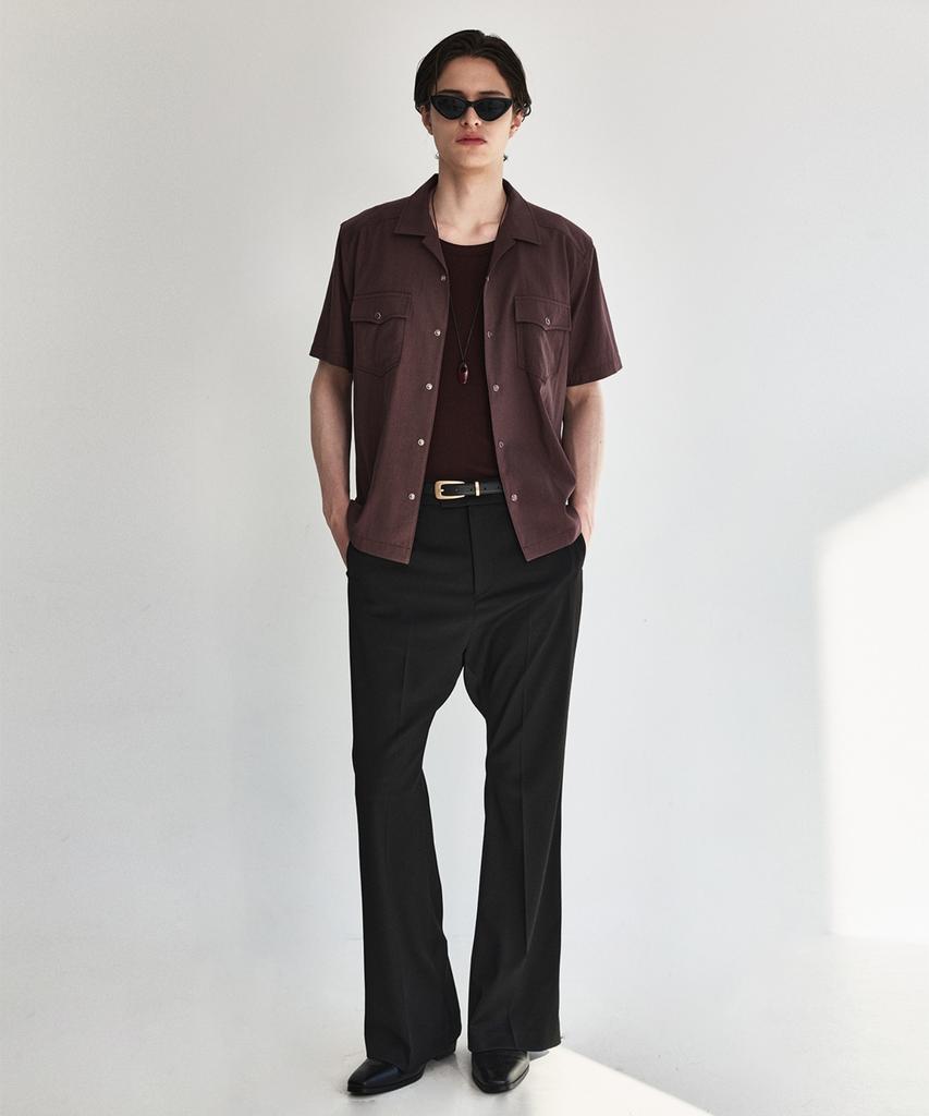 KINETO Luster Relax Wool Flare Pants_Black