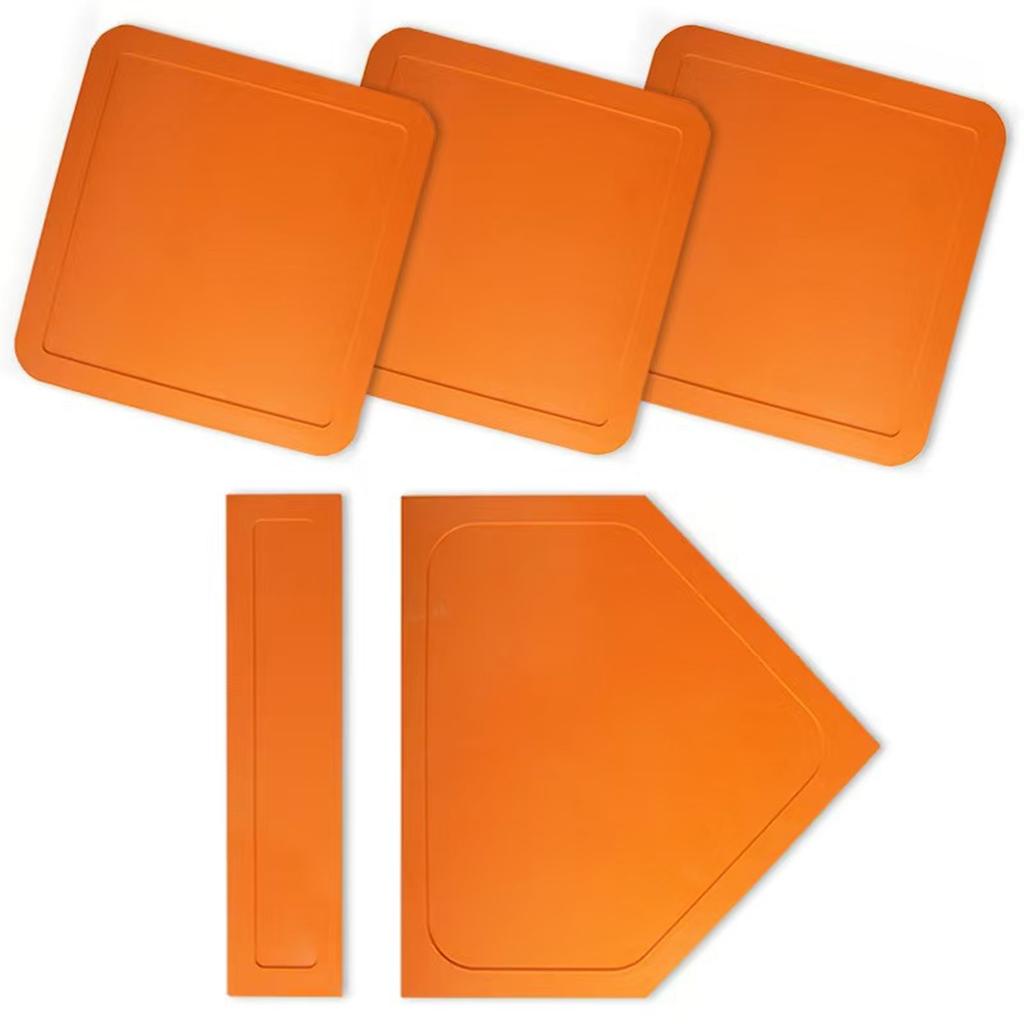 Baseball Bases Set Anti Slip Lightweight Rubber Baseball Bases with Home Plate Pitching Rubber for Practice Pitching