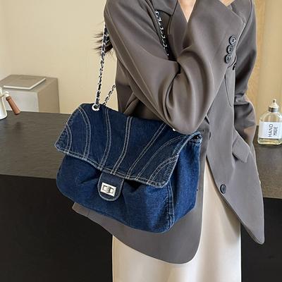Denim Tasche Damen Kette Schulter Umhängetasche Pendler Einkaufstasche