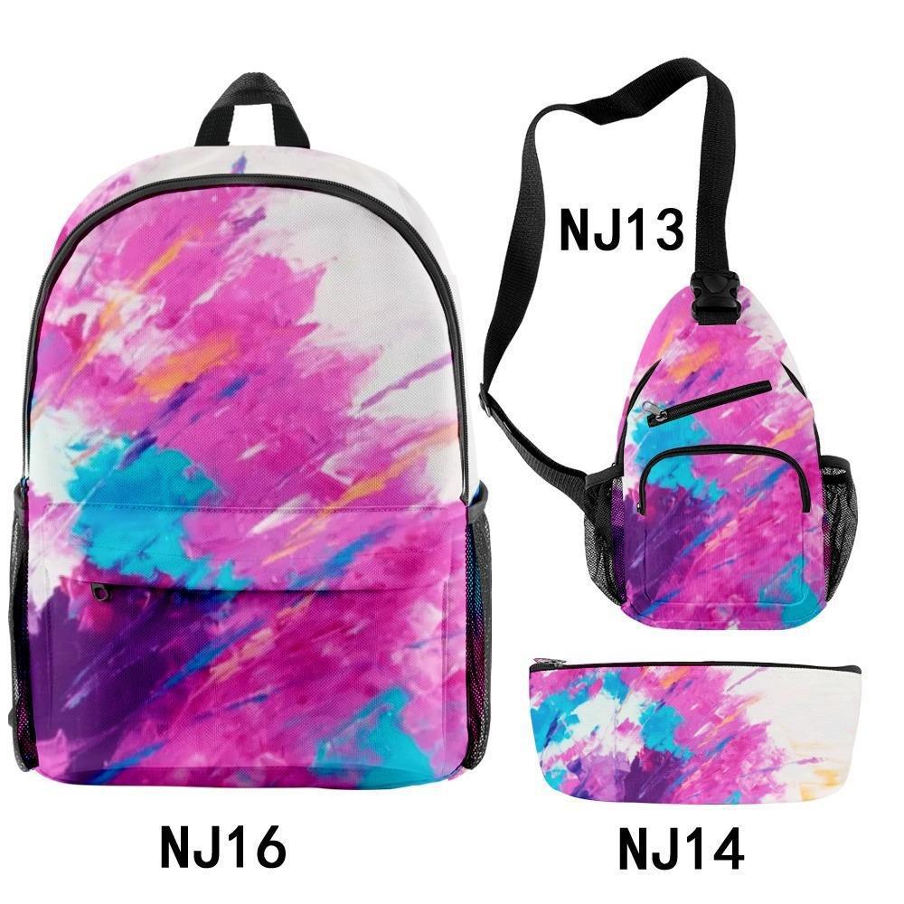 Traditional Creative Cool Genshin Impact ZhongLi 3D Design 3pcs/Set pupil Learner Bags Journey Laptop Knapsack Sling Tote Pencil Pouch