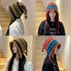 Color Hairball Knitted Hat Handmade Wool Crocheted Women's Autumn and Winter Thickened Thermal Ear Protector Pullover Hat