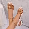 New cool slippers wear soft leather fish mouth sandals women's medium heel thick heel single shoes large size