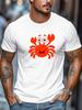 Cheerful Red Cartoon Crab Sea Animal Graphic Unisexs Cotton Crew Neck Tee Short Sleeve Loose Casual Daily Street Male Wear Top