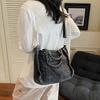 Denim Handtasche Damen Einfarbig Umhängetasche Pendler Schultertasche