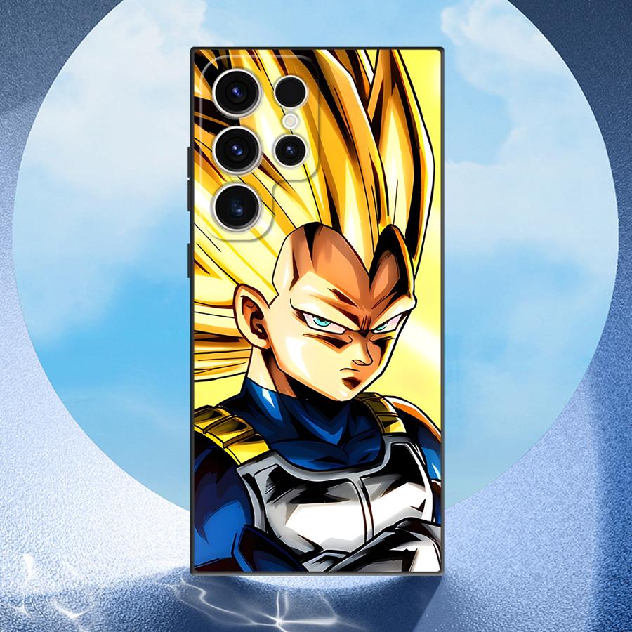 Case for Samsung Galaxy S25 Edge S21 FE S20 S23 Ultra S24 Plus Black Soft Phone Cover Dragon Ball Vegeta Art