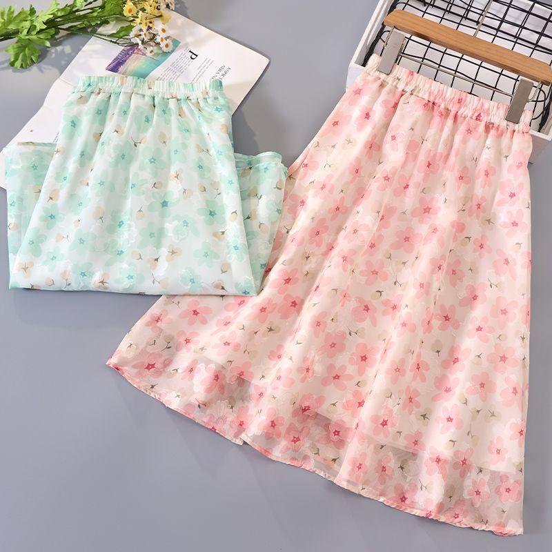 Girls' Half Length Skirt Summer New Pink Green Beautiful Yarn Skirt Children's Skirt