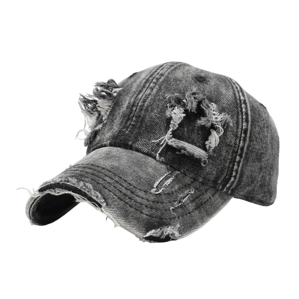 Ripped denim baseball cap, old men's wide brim, small face, summer sunshade, sunscreen cap, peaked cap children