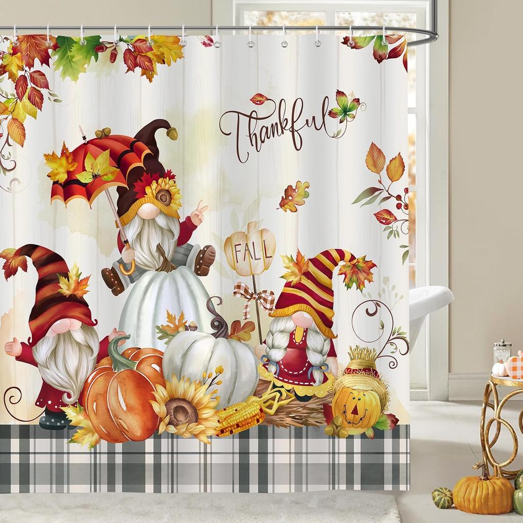 Forest Animal Shower Curtain 180 x 180cm Child Deer Fox Waterproof Polyester Bathroom Decorative Shower Curtain with 12 Hooks