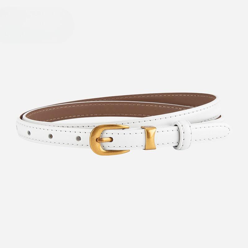 Genuine Leather Pin Buckle Women's Thin Belt with Jeans Fashionable Versatile Belt for Women Ins Style Cowhide Leather
