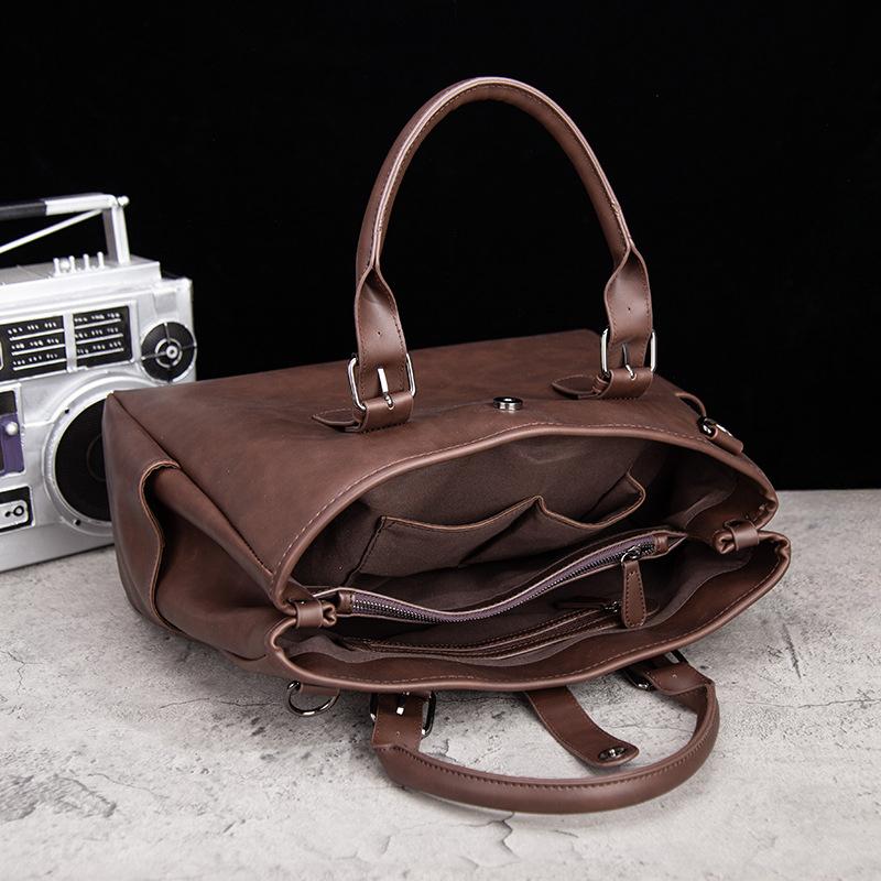 Retro Men's Portable Briefcase Casual Messenger Bag Crazy Horse Leather Men's Bag Horizontal Shoulder Bag