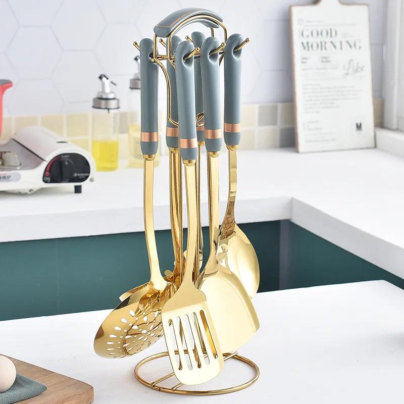 Stainless Steel Kitchenware Seven-piece Kitchen Household Hot Pot Spoon Colander Soup Spoon Kitchenware Gift Set