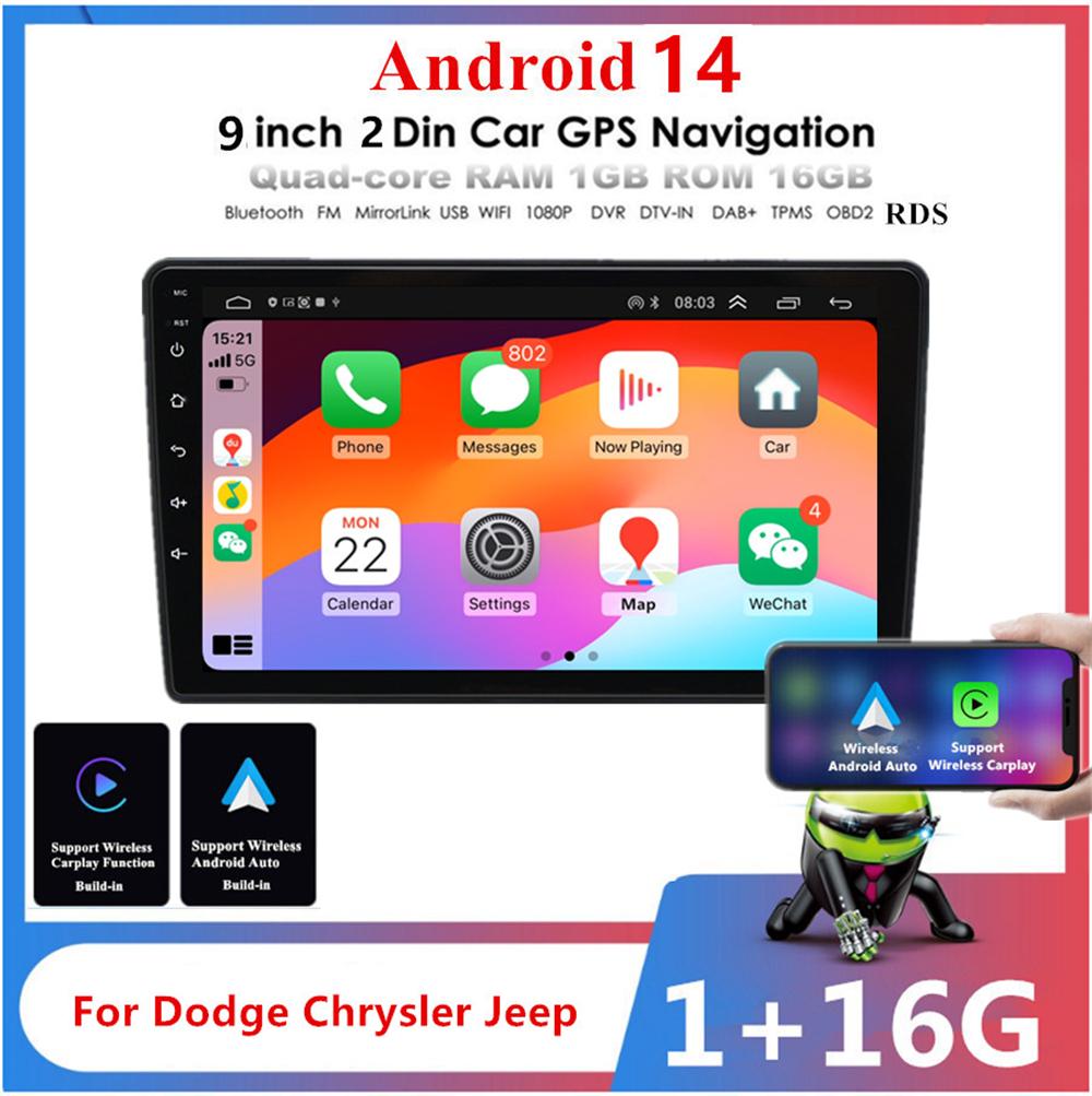 9'' Carplay Car Stereo Radio GPS Navigation For Jeep / Chrysler / Dodge Wrangler