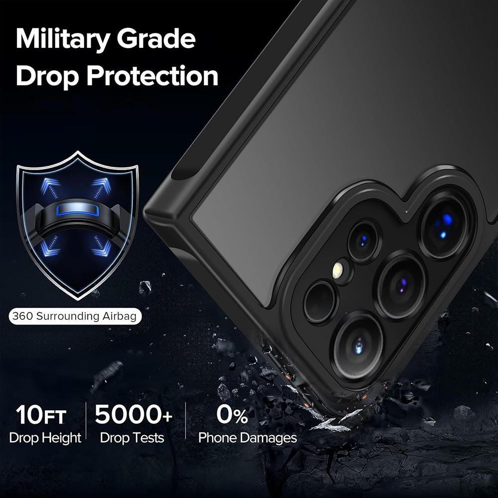 Hybrid Military Grade Shockproof Case For Samsung Galaxy S25 S24 S23 Ultra Plus Matte Translucent Black Hard Cover Soft Bumper
