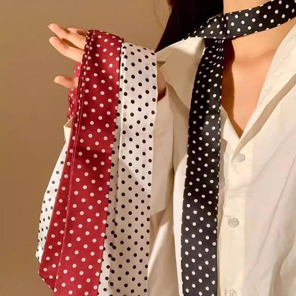 Korean Polka Dot Multifunctional Scarf Tie Hairband Accessory