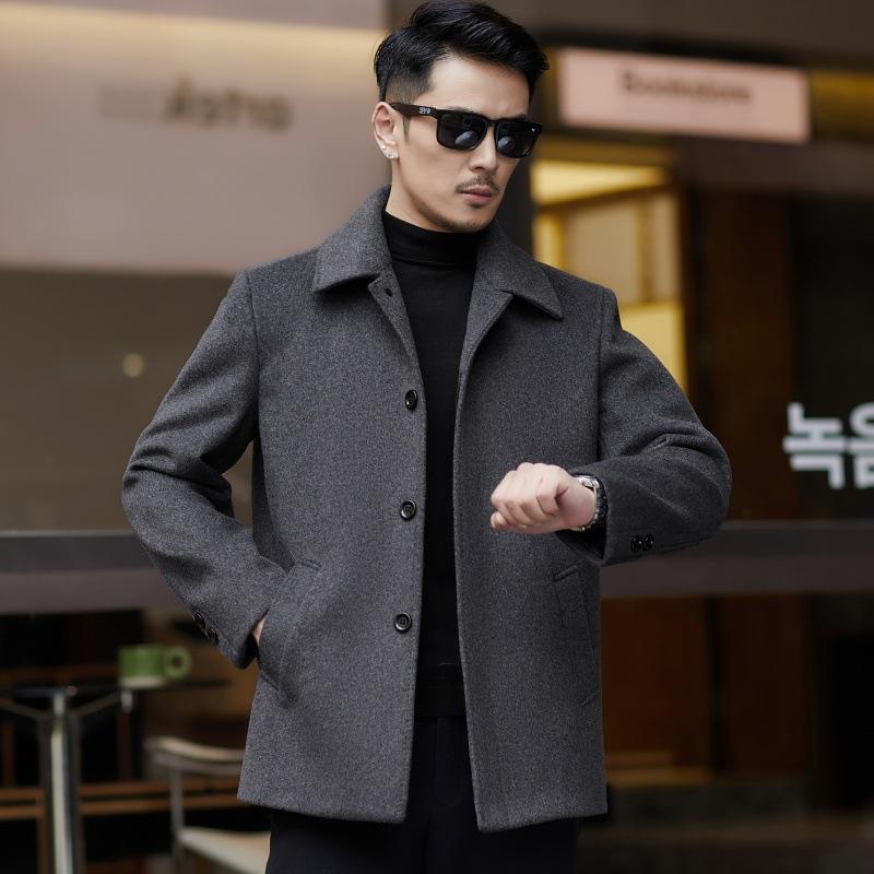 Winter cashmere jacket for middle-aged and elderly men, father and dad's outfit, plus fleece woolen coat, casual buttoned top