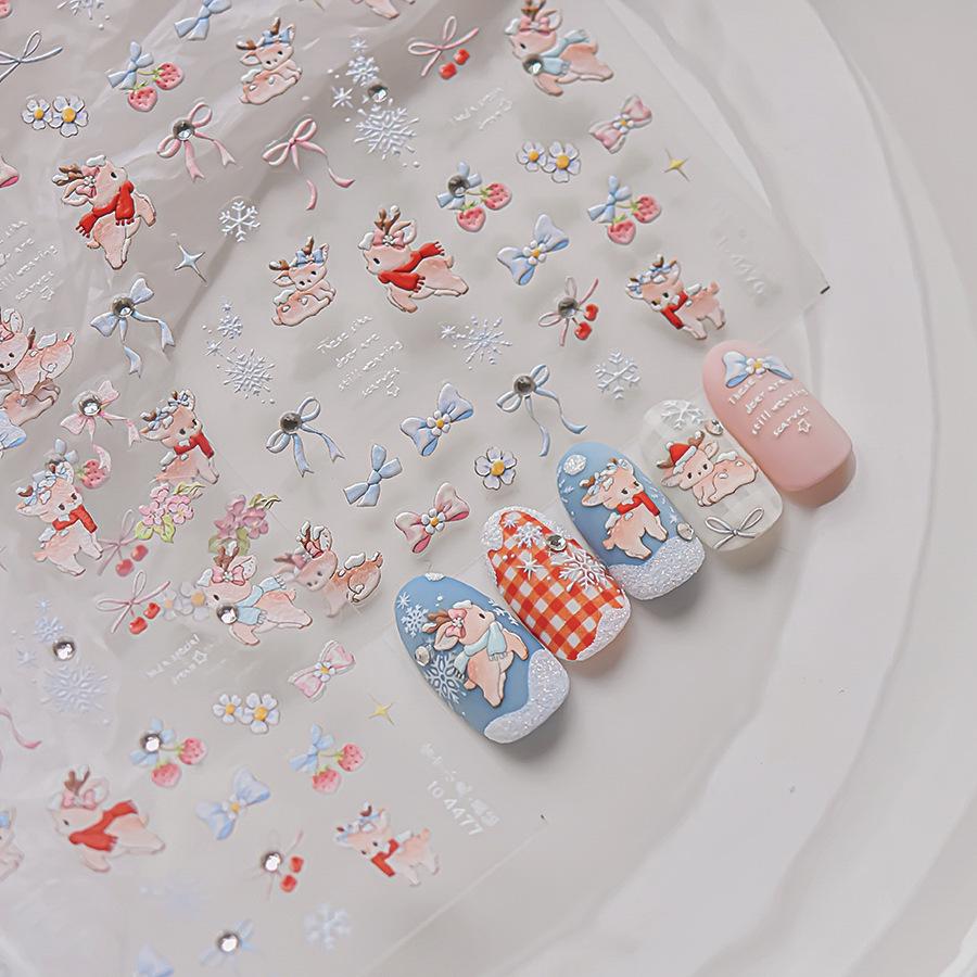 Tomoni Crystal Snow Deer Nail Art Stickers - Hot-Selling Stationery and Mobile Phone Accessories