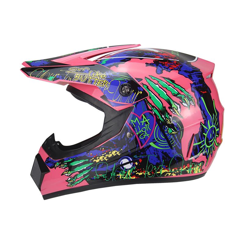 Unisex Off-Road Motorcycle Full Helmet 225 Pink Size 5 Travel Personality Safety Cover Four Seasons Motorbike Riding Helmet