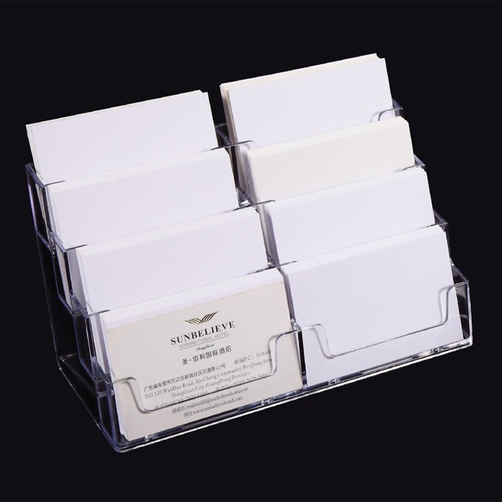

4 Layers 8 Cells Business Card Holder Multi-Layer Plastic Desktop Business Card Box Name Card Display Stand Card Storage Box