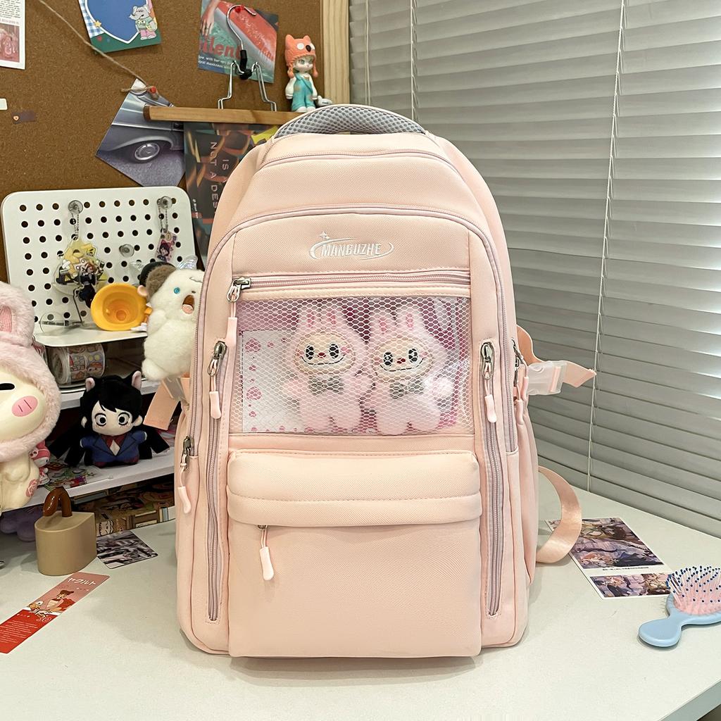 Backpack Japanese Ins Transparent Large Capacity Leisure Travel Backpack Female College Style High School Student Class School Bag Tide