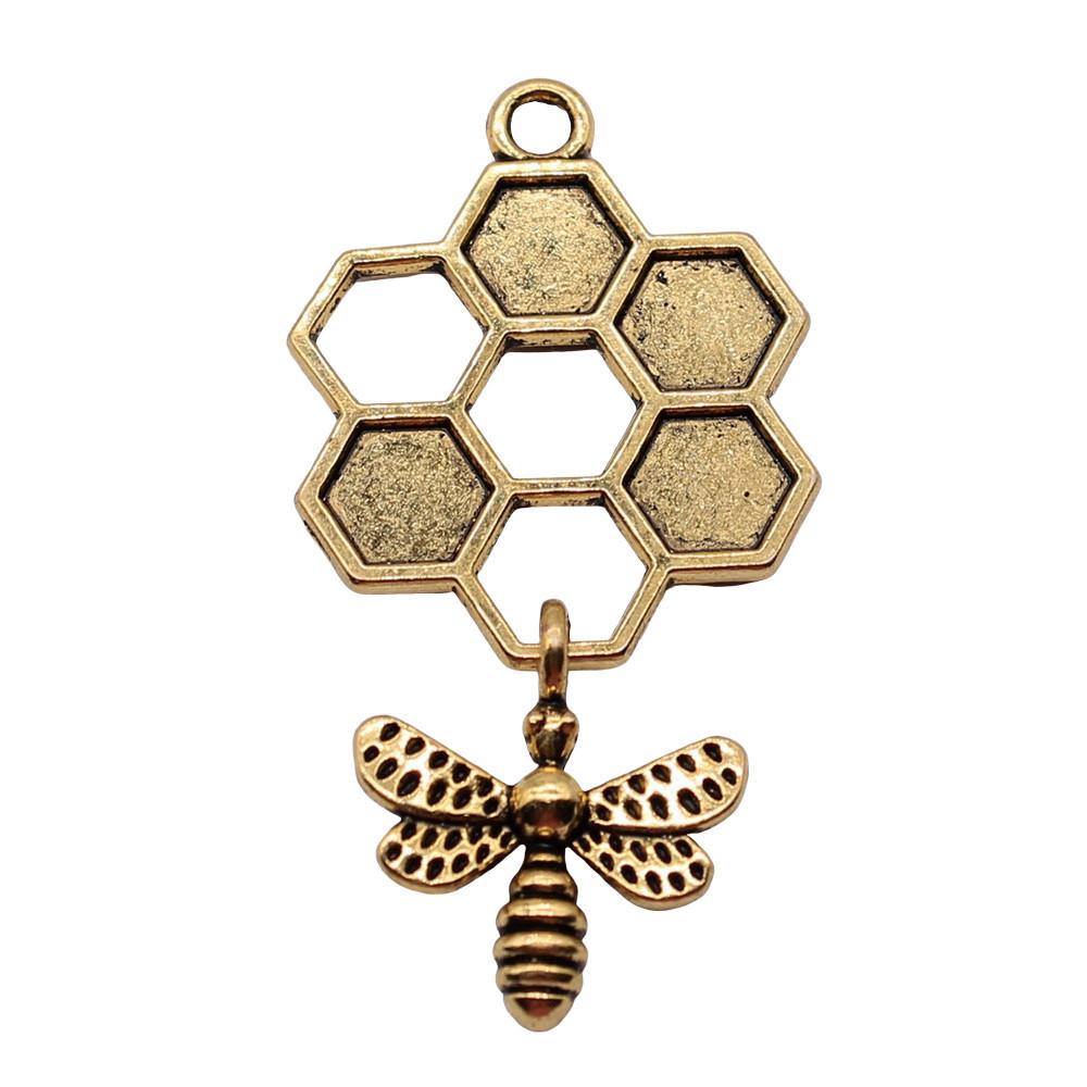 Large Pendants Bees Honeycomb Charms For Bee Themed DIY Jewelry Making