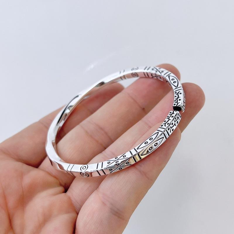 

Zuyin 999,9 Кольцо Мобиуса Тотемный браслет для мужчин и женщин витой узор Ретро китайский стиль Лесной стиль Мужской серебряный браслет Adjustable size