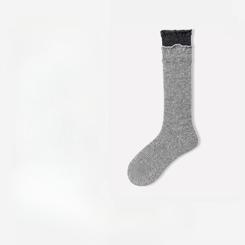 Female Autumn Pure Cotton Boneless Anti Pilling Anti Bacteria Anti Deodorant Moon Seed Tube Pile Socks