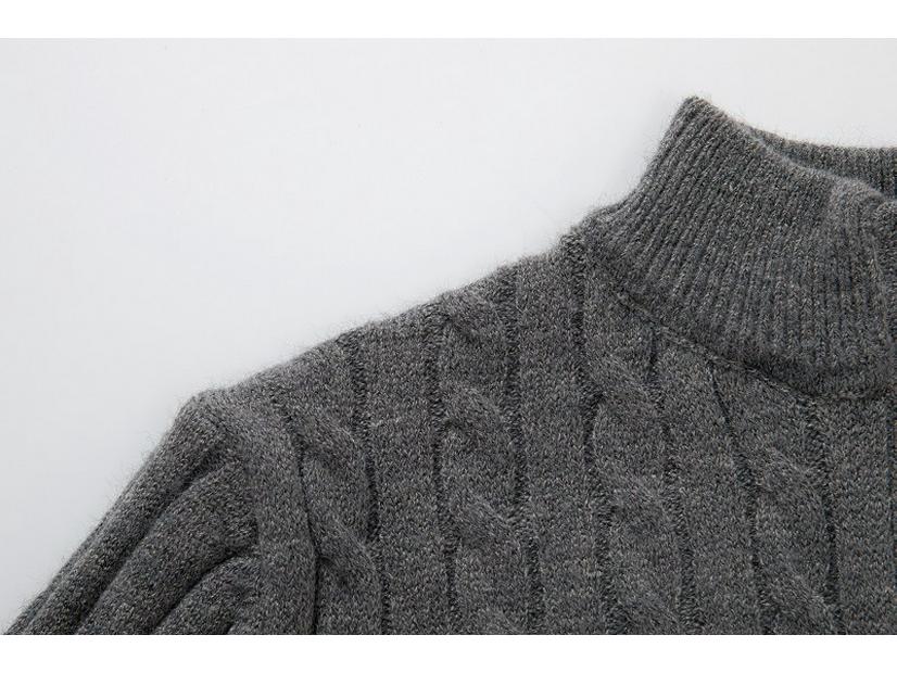 Men's Plus Size Cable Knit Half-High Collar Zipper Sweater - Autumn/Winter Casual Pullover