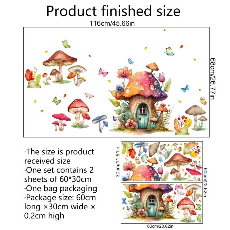 Animal Mushroom Butterfly Wall Sticker Kids Room Background Home Decoration Mural Living Room Wallpaper Funny Decal