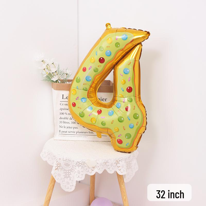 Cartoon Donut Number Balloon for 1st Birthday Party Decorations and Photo Props