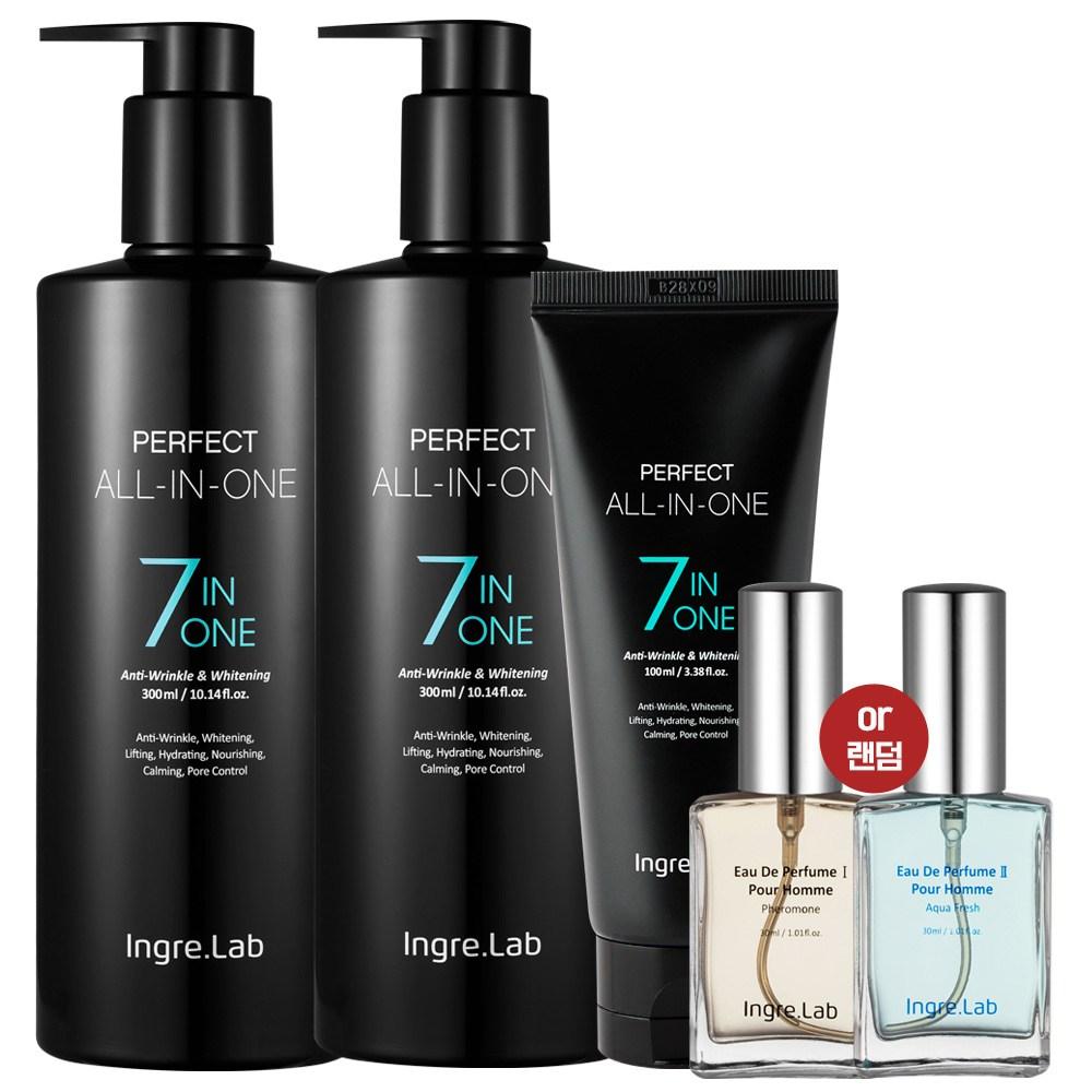 IngriLab Perfect All-in-One 4-Piece Set: Skin Lotion (Full Size 300ml x 2 pcs) + Travel Size 100ml (1 pcs) + Perfume (1 pcs) + Essence (2 pcs) 300ml
