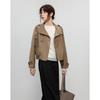 Women's Double-breasted Stand-up Lapel Short Trench Coat with Optional Padding