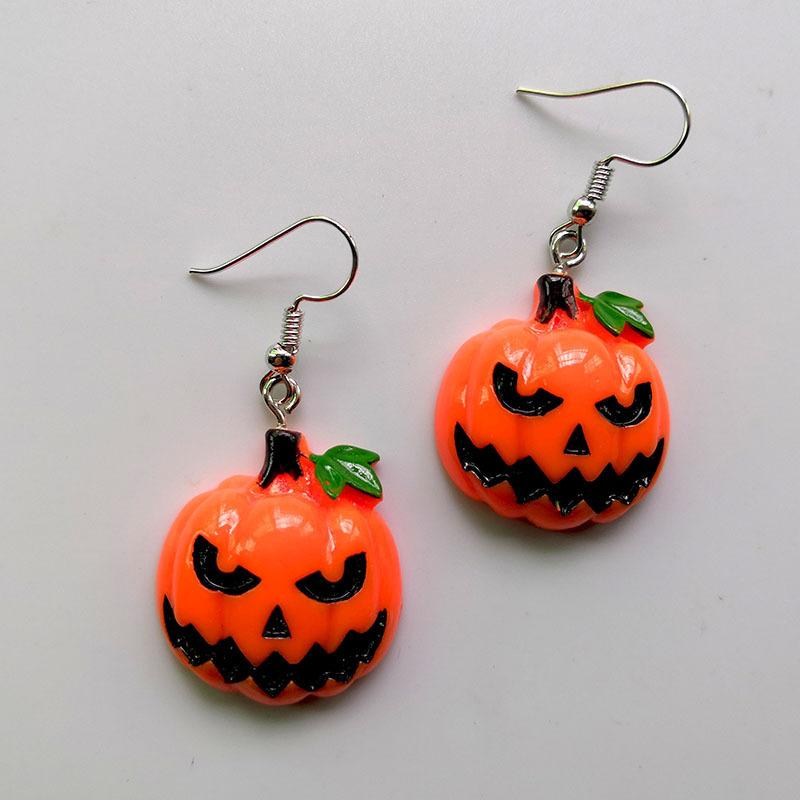 Halloween Ghost Castle Pumpkin Skeleton Evil Bat Personality Punk Hip Hop Party Popular Jewelry Earrings Halloween Day Earrings