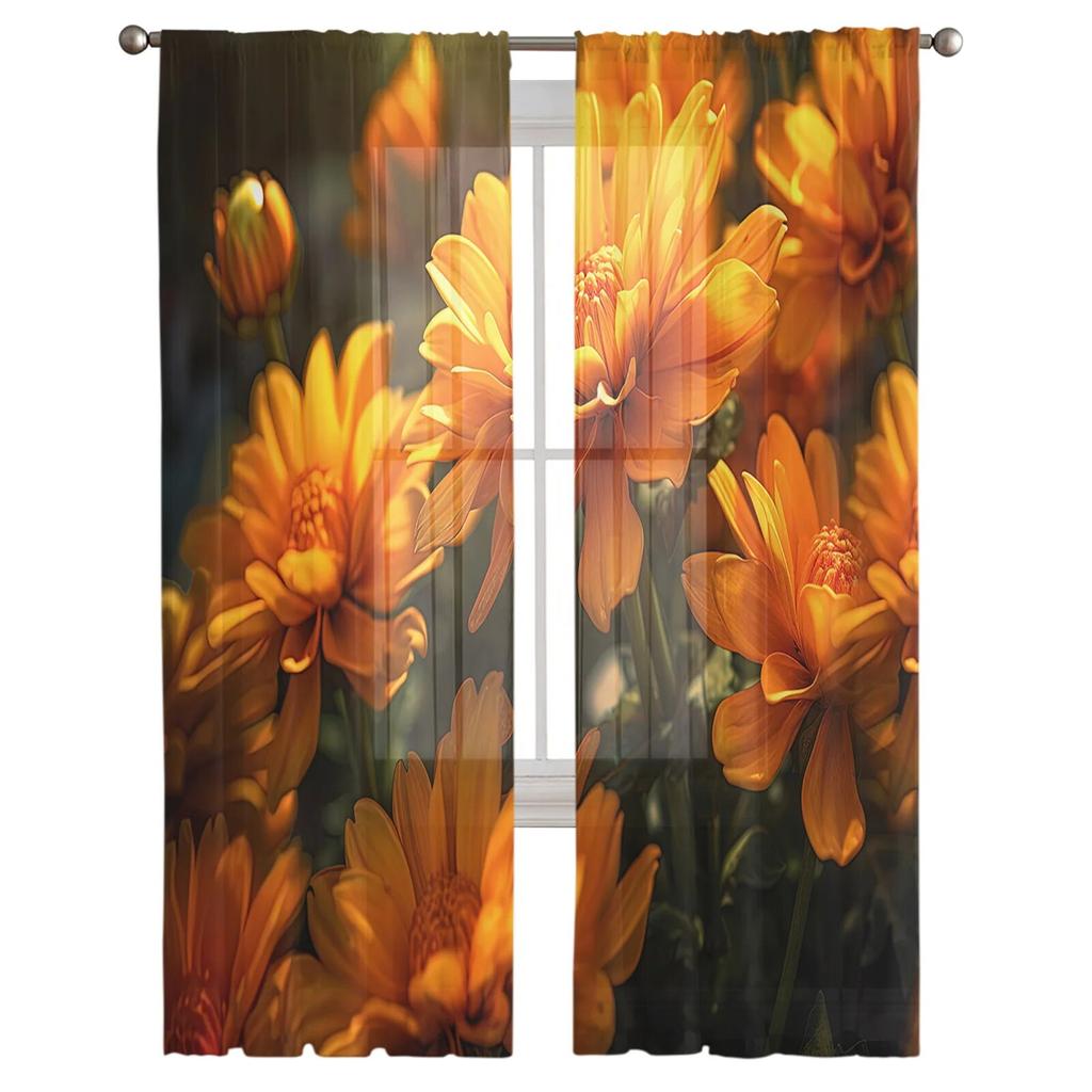 Chrysantheme Blume Tüll Vorhänge für Wohnzimmer schiere Vorhang für Schlafzimmer Fenster Jalousien Voile Vorhänge