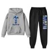 Womens Winter Casual Hooded Sweatshirt Pants Set With Print Loose Fit Streetwear